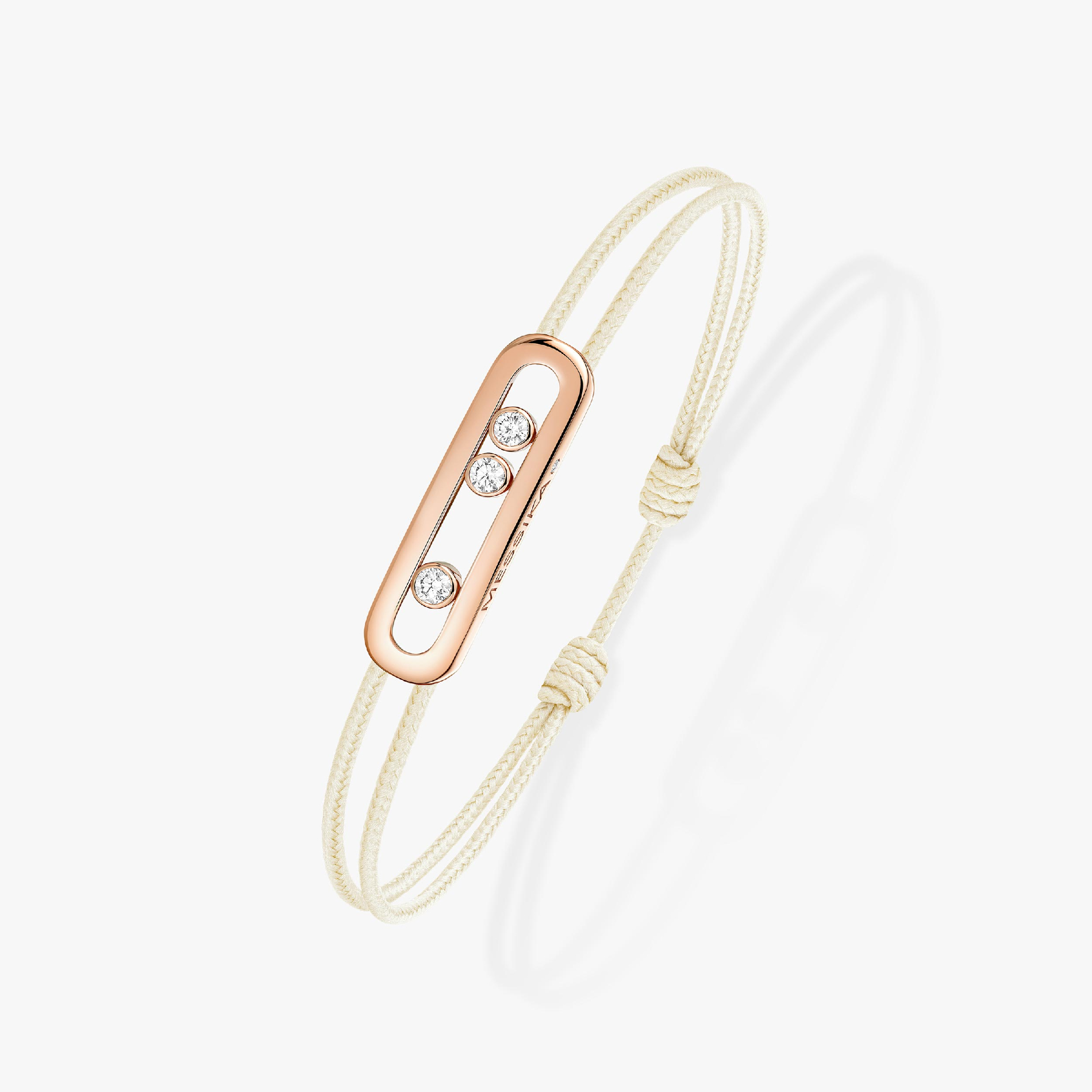 Bracciale Messika Care(s) in oro rosa e diamanti - cordino crema
