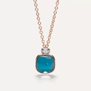 Collana Pomellato Nudo classic con topazio blu london - 46 cm
