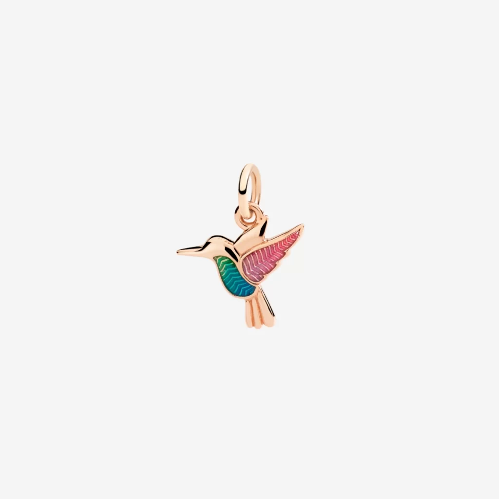 Ciondolo Dodo Colibrì oro rosa e smalto