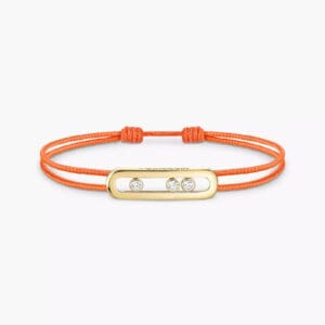 Bracciale Messika Care(s) in oro giallo e diamanti - cordino arancione