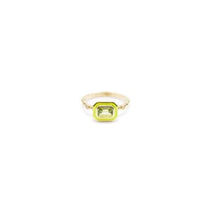 AN.GG.SME.PER.006_ Anello Joule in oro giallo, diamanti e peridoto