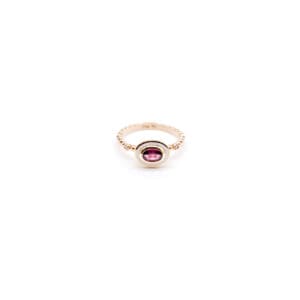 AN.RR.OV.ROD.C1_ Anello Joule in oro rosa, diamanti e rodolite - smalto bianco