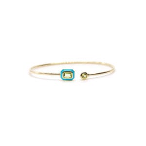 BRR1.GG.SME.PER.C31.PER Bracciale Joule rigido in oro giallo e peridoti - smalto turchese