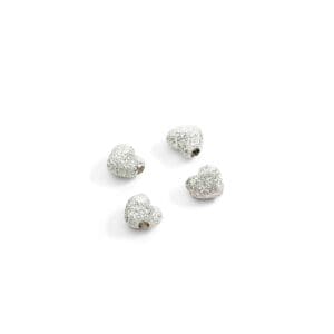 Componente Dodo cuore in argento effetto diamantato - 4 pezzi