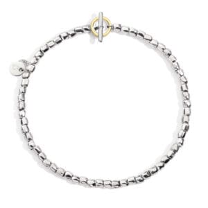 Bracciale Dodo mini granelli argento, brisè oro giallo 9k