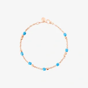 Bracciale Dodo mini granelli in oro rosa e ceramica azzurra