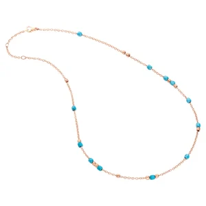 Collana Dodo mini granelli in oro rosa e ceramica turchese