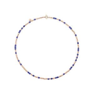 Collana Dodo mini granelli in oro rosa e ceramica blu
